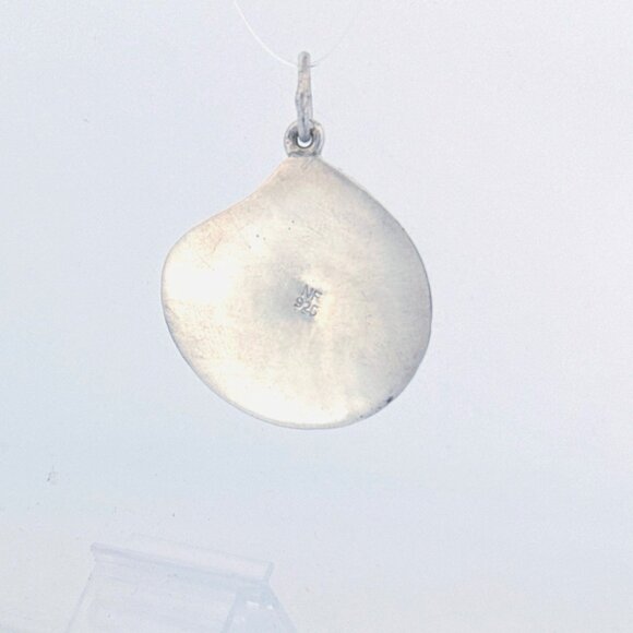 Vintage Sterling Silver 925 Hanging Ribbed Shell Pendant, Marked NF 925, 5.2g - Picture 3 of 9